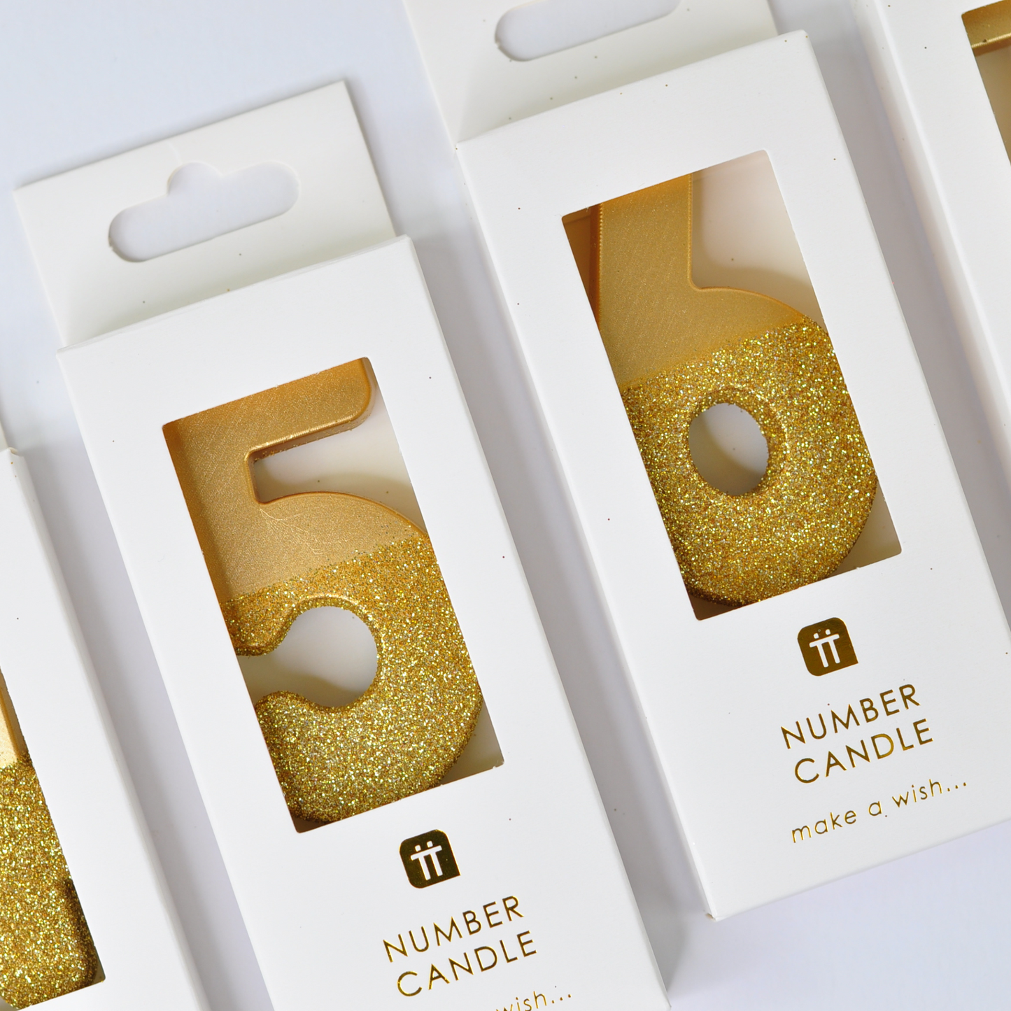 Gold Glitter Number Candle
