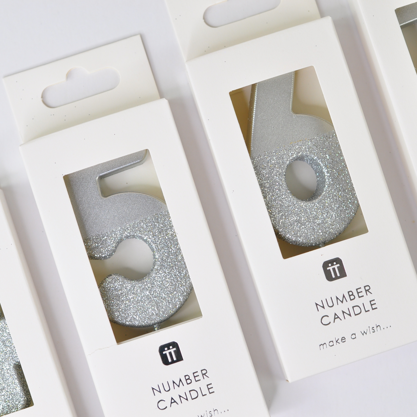 Silver Glitter Number Candles