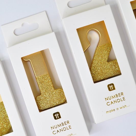 Gold Glitter Number Candle