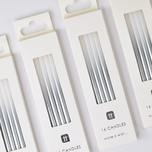 Tall Silver Ombre Candles